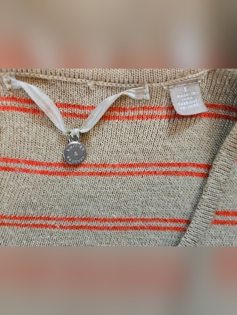 Anthropologie Womens Tan And Orange Striped Elodie Sweater Dress Size Small - Picture 4 of 15